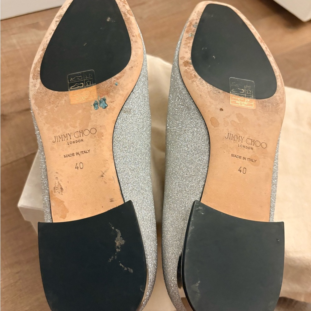 Jimmy Choo Glittering Silver Loafers - Picture 6 of 12